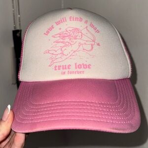 Pink and White Cherub Trucker Hat